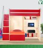 Combi Bunk Bed in Red Colour with Drawer Storage & Study Table