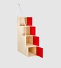 Combi Bunk Bed in Red Colour with Drawer Storage & Study Table