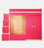 Combi Bunk Bed in Pink Colour with Drawer Storage and Wardrobe
