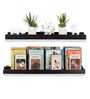 Floating Set of 2 Black Engineered Wood Wall Shelf