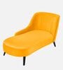 Flora LHS  Velvet Chaise Lounger In Safforn Yellow Colour