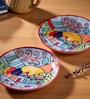 Flora Fiesta Ceramic Plates Sets of 2 dinnerware Sets Plates