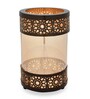 Flora Glass Candle Stand Brown & Gold