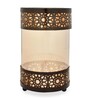 Flora Glass Candle Stand Brown & Gold