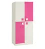 Flora Kid's 2 Door Wardrobe in Ivory & Barbie Pink Colour