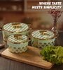 Floraa Royale Green Plastic & Steel 3Pcs Insulated Thermoware Casserole