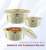 Floraa Royale Green Plastic & Steel 3Pcs Insulated Thermoware Casserole