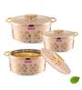 Floraa Royale Pink Plastic & Steel 3Pcs Insulated Thermoware Casserole