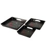 Floral  Black Melamine (Set of 3) Serving Tray