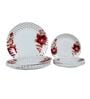 Floral 12 Pcs White & Red Melamine Dinnerware Set