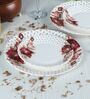 Floral 12 Pcs White & Red Melamine Dinnerware Set