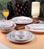 Floral 39 Pcs White & Blue Melamine Dinnerware Set