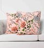 Peach Floral Cotton 20 x 20 Inches Cushion Covers (Set of 2)