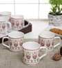 Floral 245ml White & Pink Ceramic (Set of 6) Coffee Mug