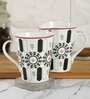 Floral 380ml White & Black Ceramic (Set of 2) Coffee Mug