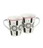 Floral 380ml White & Black Ceramic (Set of 2) Coffee Mug