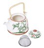 Floral 900ml White & Green Porcelain Tea Pot