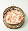 Floral Beige Iron Round Serving Tray