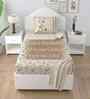 Floral Beige Spring Glory Cotton186 TC Single Bedsheet With 1 Pillow Cover