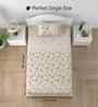Floral Beige Spring Glory Cotton186 TC Single Bedsheet With 1 Pillow Cover