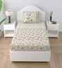 Floral Beige Spring Glory Cotton186 TC Single Bedsheet With 1 Pillow Cover