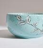 Floral Bird Ceramic Bowl In Blue