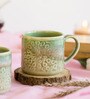 Floral Blossom 250ml Green Ceramic (Set of 2) Tea Cup