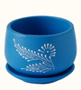 Floral Blue & White Colour Terracotta Desk Pot