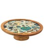 Floral Blue  Mango Wood Cake Stand