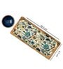 Floral Blue Mango Wood Appetizer Platter with Dip Bowl