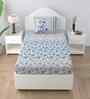 Floral Blue Spring Glory Cotton186 TC Single Bedsheet With 1 Pillow Cover