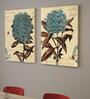 Floral Multicolour Synthetic Wood (Set of 2) Art Prints