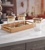 Noir And Gold Glass Jar Tray Set With Wooden Lids