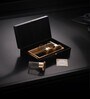 Noir And Gold Glass Jar Tray Set With Wooden Lids