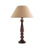 Floral Carved Black Wood Table Lamp With Golden Shade
