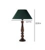 Floral Carved Black Wood Table Lamp With Green Shade