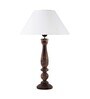 Floral Carved Black Wood Table Lamp With White Cone Shade