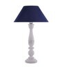Floral Carved White Wood Table Lamp With Blue Shade