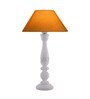 Floral Carved White Wood Table Lamp With Golden Shade
