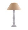 Floral Carved White Wood Table Lamp With Golden Shade