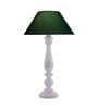 Floral Carved White Wood Table Lamp With Green Shade