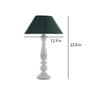 Floral Carved White Wood Table Lamp With Green Shade