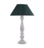 Floral Carved White Wood Table Lamp With Green Shade