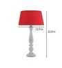 Floral Carved White Wood Table Lamp With Red Shade