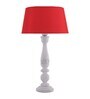Floral Carved White Wood Table Lamp With Red Shade