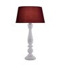 Floral Carved White Wood Table Lamp With Red Shade