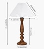 Floral Carved Wood Table Lamp with Pleated Shade for Bedroom & Home D cor