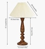 Floral Carved Wood Table Lamp with Pleated Shade for Bedroom & Home D cor