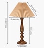 Floral Carved Wood Table Lamp with Pleated Shade for Bedroom & Home D cor