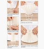 Floral Carved Wood Table Lamp with Pleated Shade for Bedroom & Home D cor